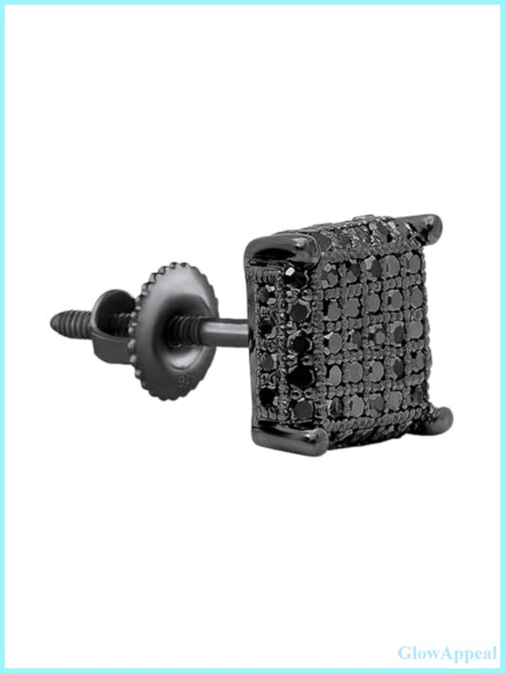 0.25 Ctw Round Black Diamond Hip Hop Stud Earring in Black Plated 925 Sterling